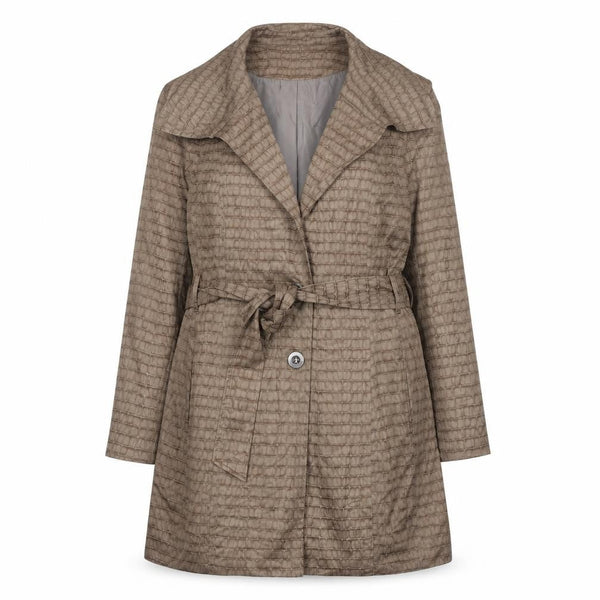Creation L Womens Brown Size 16 Trench Coat Belted Mid-Length