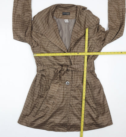 Creation L Womens Brown Size 16 Trench Coat Belted Mid-Length