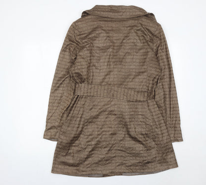 Creation L Womens Brown Size 16 Trench Coat Belted Mid-Length