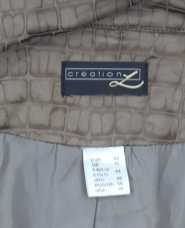 Creation L Womens Brown Size 16 Trench Coat Belted Mid-Length