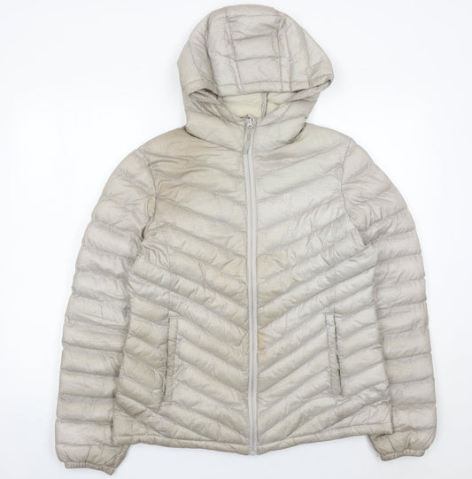 Mountain Warehouse Womens Beige Size 12 Puffer Jacket Hooded Nylon