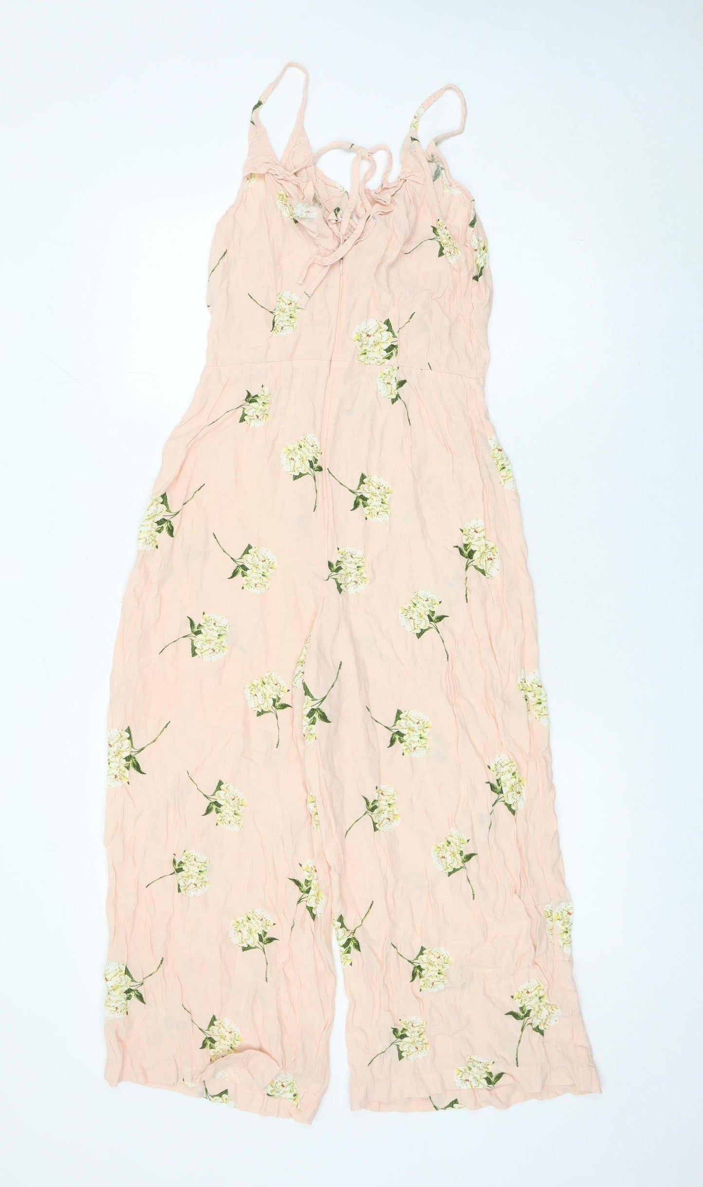 Topshop Womens Pink Floral Wide-Leg Strappy Jumpsuit Size 10