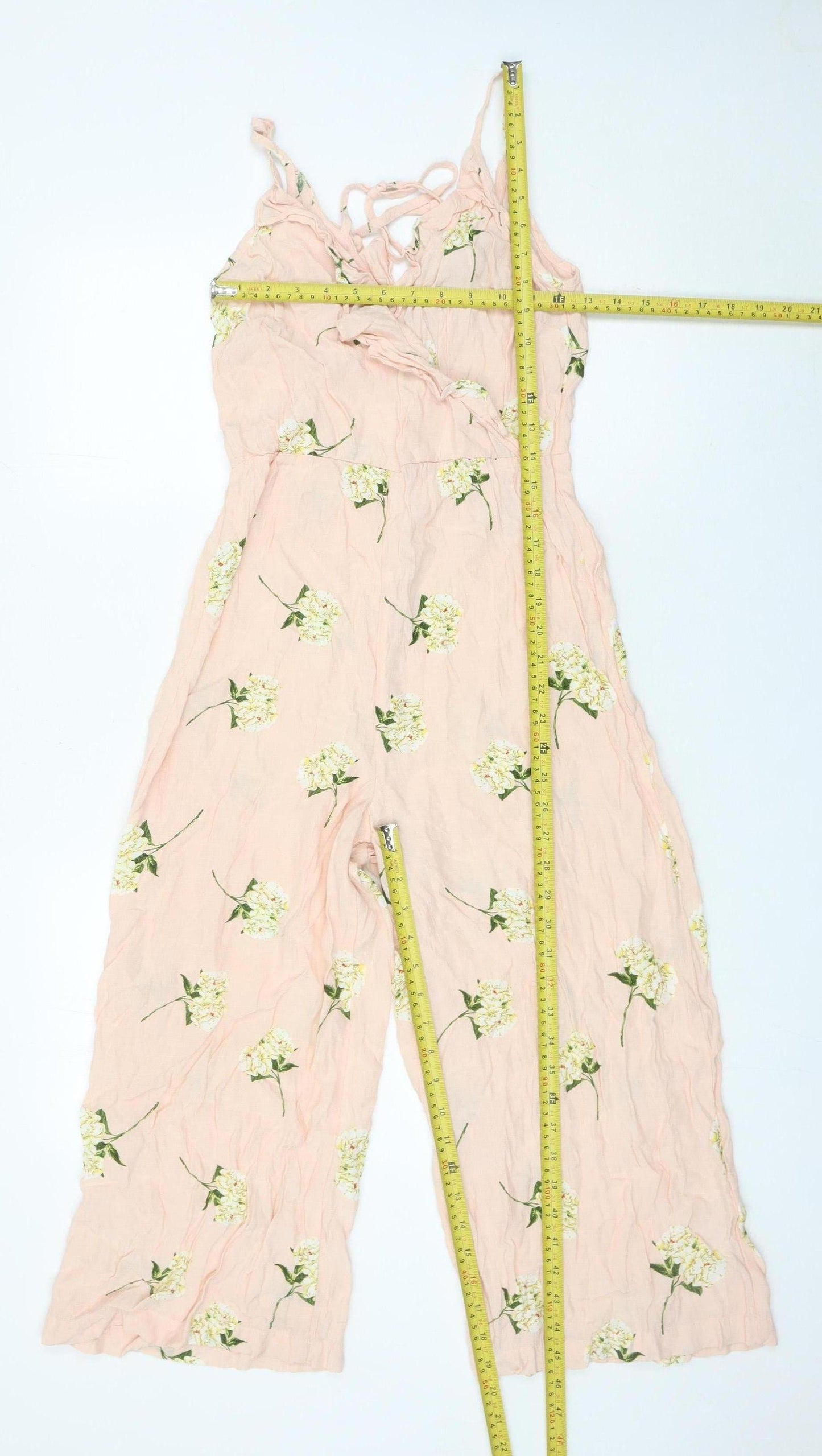 Topshop Womens Pink Floral Wide-Leg Strappy Jumpsuit Size 10