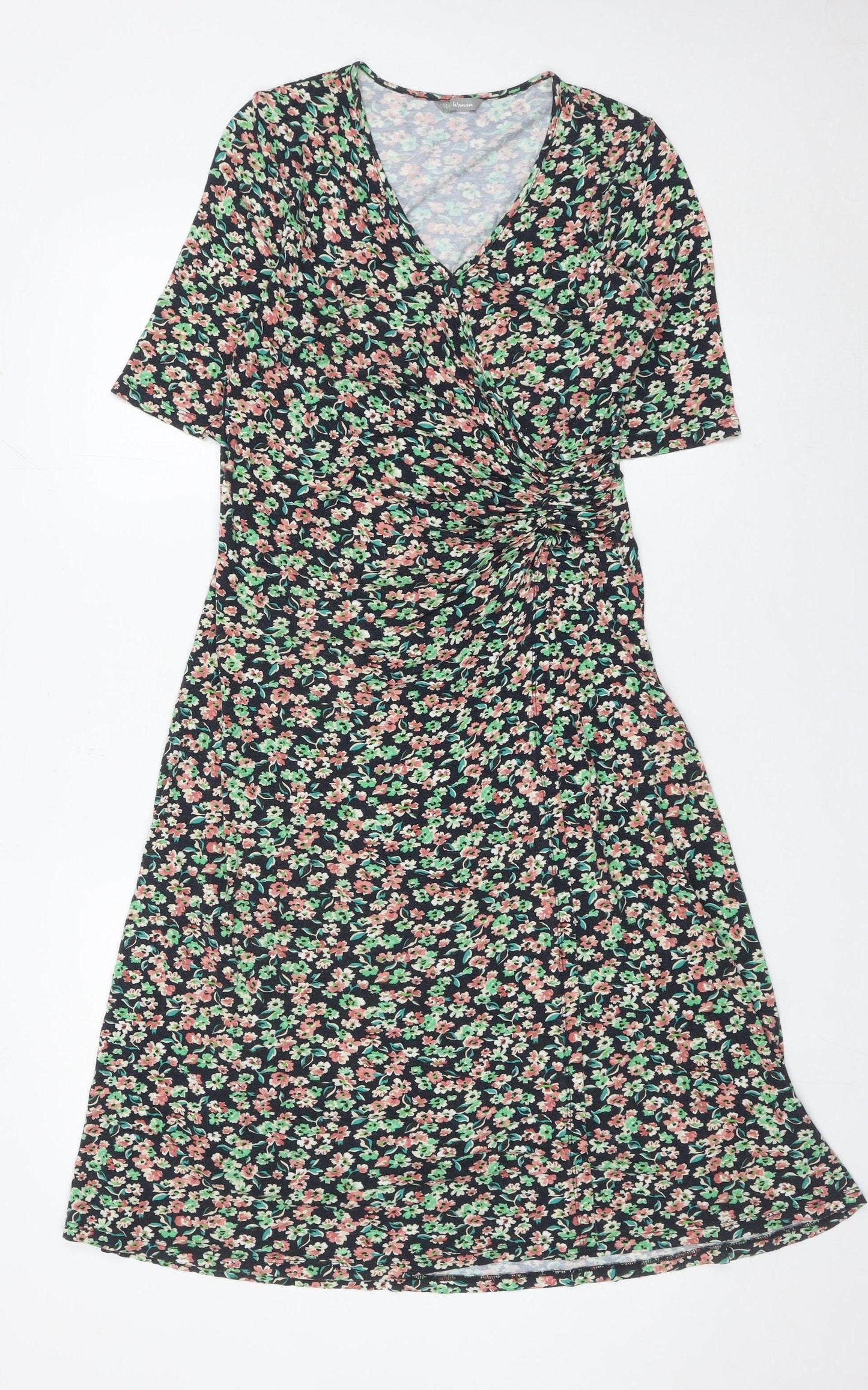 Marks and Spencer Women’s Multicoloured Floral Midi Wrap Dress UK 10