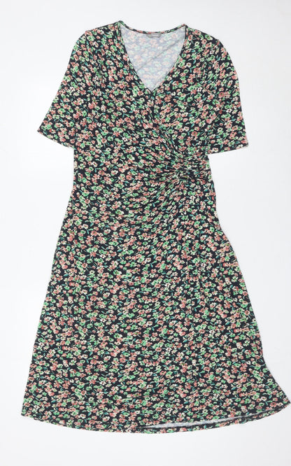Marks and Spencer Women’s Multicoloured Floral Midi Wrap Dress UK 10