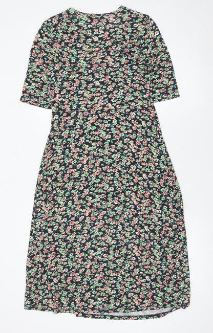 Marks and Spencer Women’s Multicoloured Floral Midi Wrap Dress UK 10