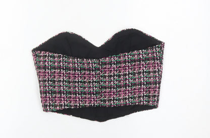 Womens UK Size 12 Zara Multicoloured Cropped Blouse