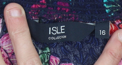 Isle Collection Women’s Multicoloured Floral Viscose Midi Peasant Skirt Size 16