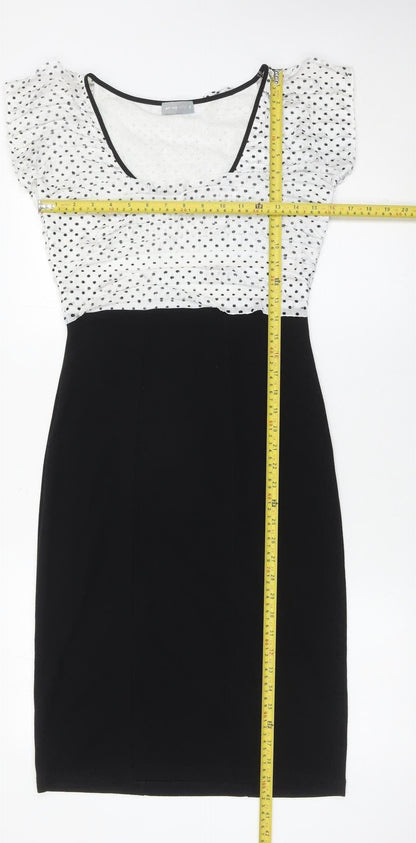 Marks and Spencer Per Una Women's Black White Sheath Dress Size 8