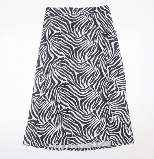 PrettyLittleThing Women’s Zebra Print Midi Skirt Size 12 A-Line