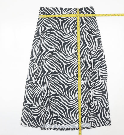PrettyLittleThing Women’s Zebra Print Midi Skirt Size 12 A-Line