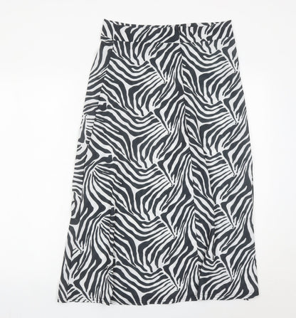 PrettyLittleThing Women’s Zebra Print Midi Skirt Size 12 A-Line