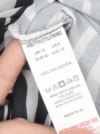 PrettyLittleThing Women’s Zebra Print Midi Skirt Size 12 A-Line