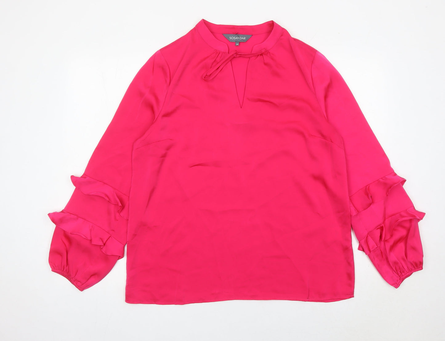 Womens UK Size 14 Sosandar Pink Tunic Blouse
