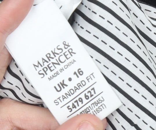 Marks and Spencer Womens Black Linen Blend Blazer Jacket UK 16
