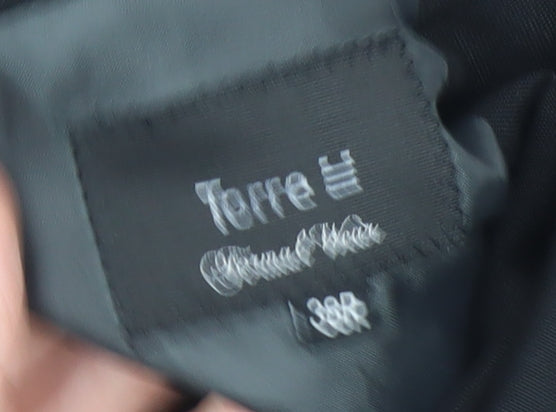 Torre Mens Black 38R Suit Jacket Wool Mohair Blend Formal Blazer