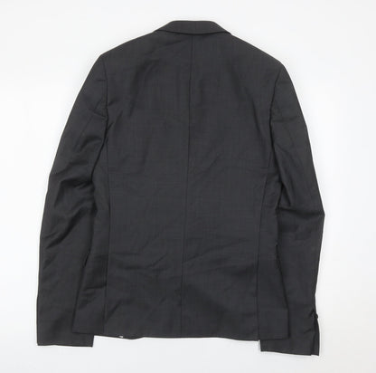 Topman Mens Grey Wool Blend Slim Fit Blazer Jacket Size 36