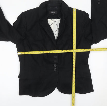 Marks and Spencer Women Black Size 16 Linen Blend Blazer Jacket