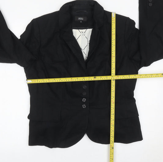 Marks and Spencer Women Black Size 16 Linen Blend Blazer Jacket