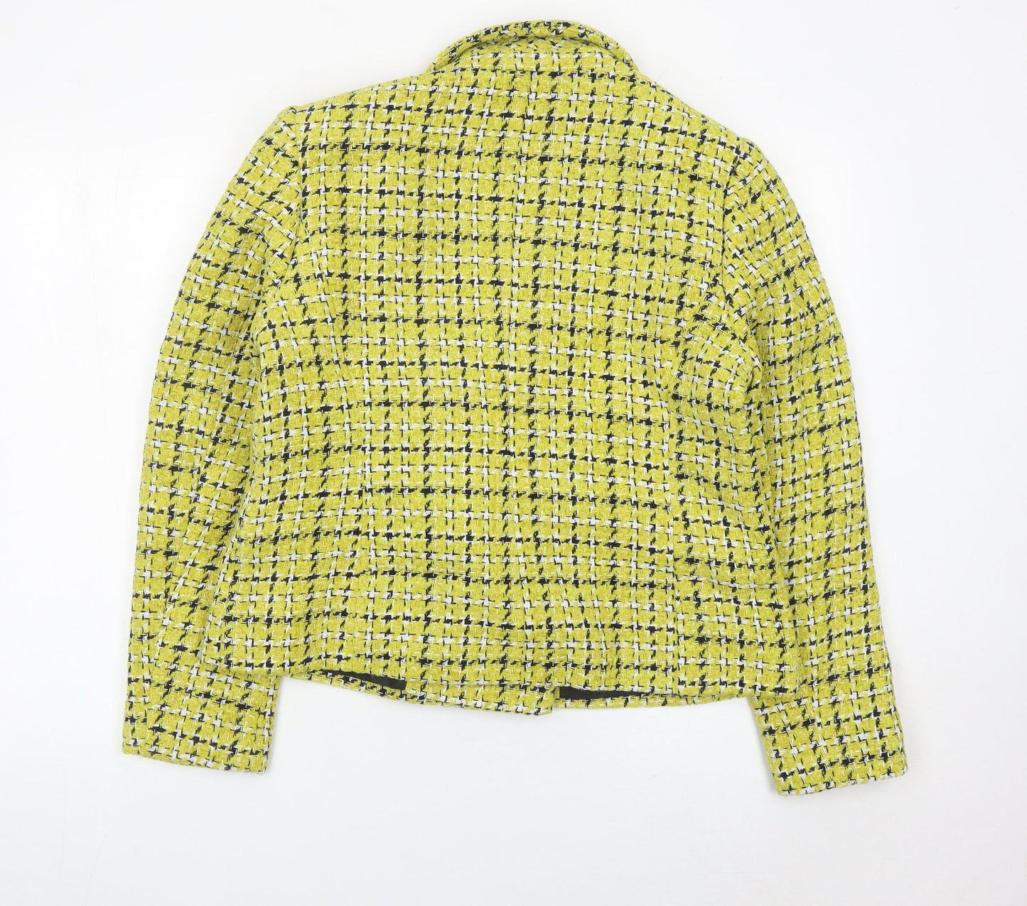 Primark Womens Yellow Bouclé Check Double Breasted Blazer Jacket Size 12
