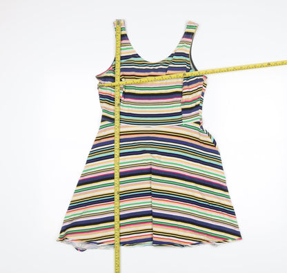 Dorothy Perkins Women’s Multicoloured Striped Skater Dress UK 12