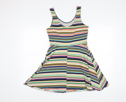 Dorothy Perkins Women’s Multicoloured Striped Skater Dress UK 12
