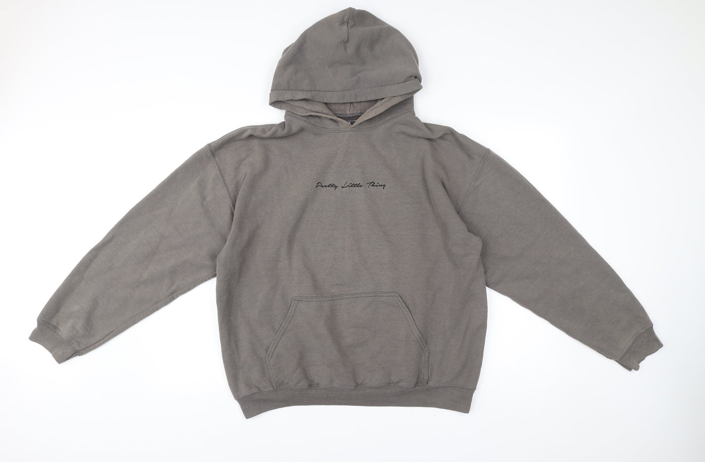 PrettyLittleThing Women’s Grey Pullover Hoodie M Logo Casual