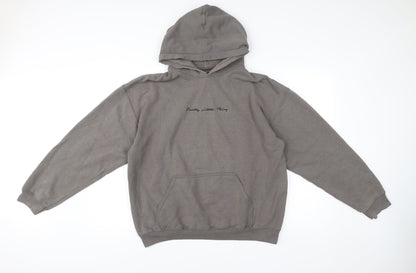 PrettyLittleThing Women’s Grey Pullover Hoodie M Logo Casual