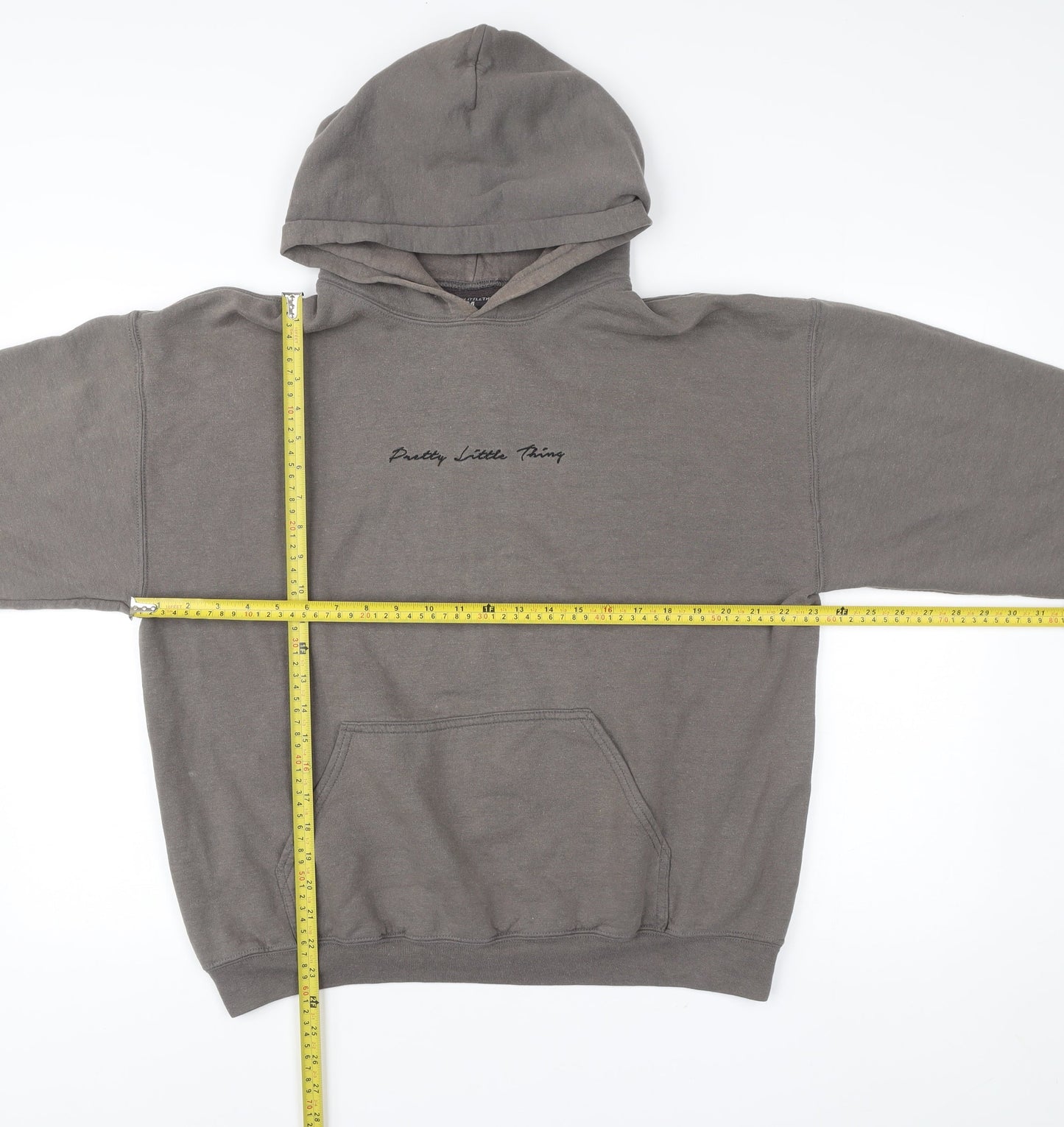 PrettyLittleThing Women’s Grey Pullover Hoodie M Logo Casual