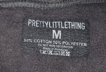 PrettyLittleThing Women’s Grey Pullover Hoodie M Logo Casual