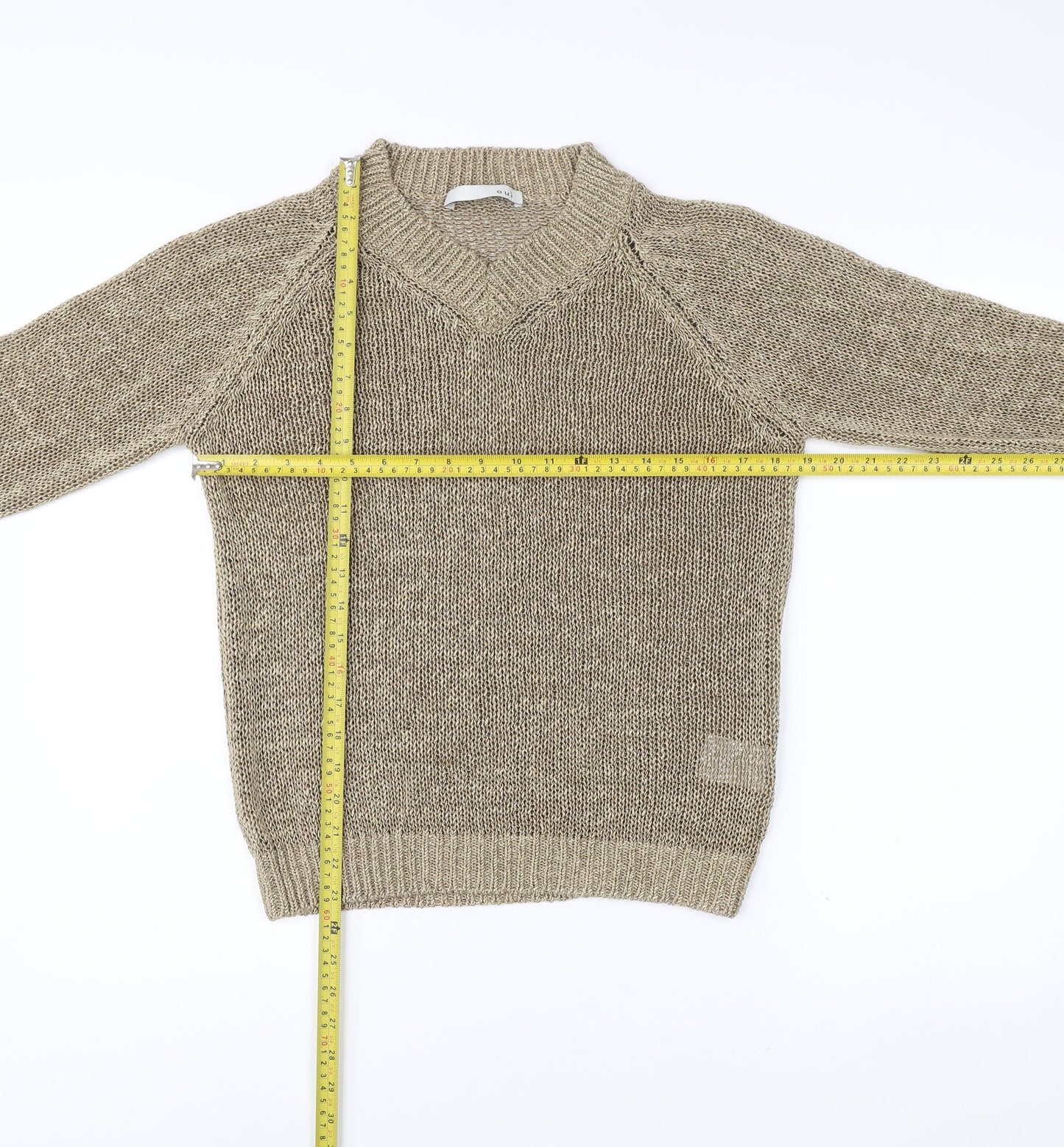 Womens UK Size 12 Oui Beige Pullover Jumper