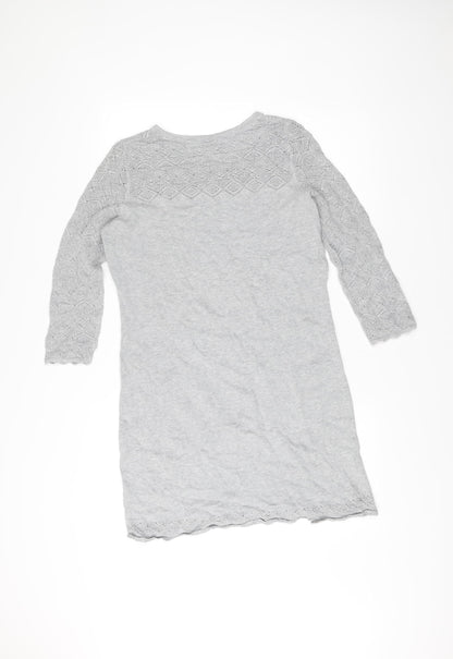 FatFace Womens Grey Cotton Jumper Dress Size 12 Knit Pullover