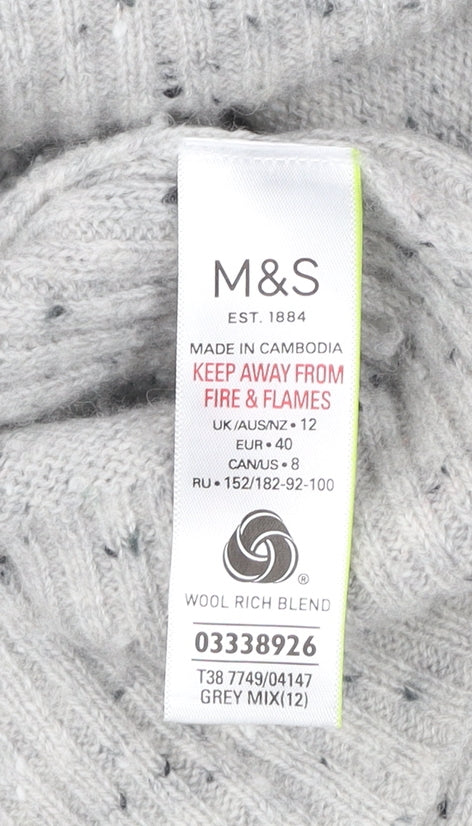 Womens UK Size 12 Marks and Spencer Grey Pullover Jumper