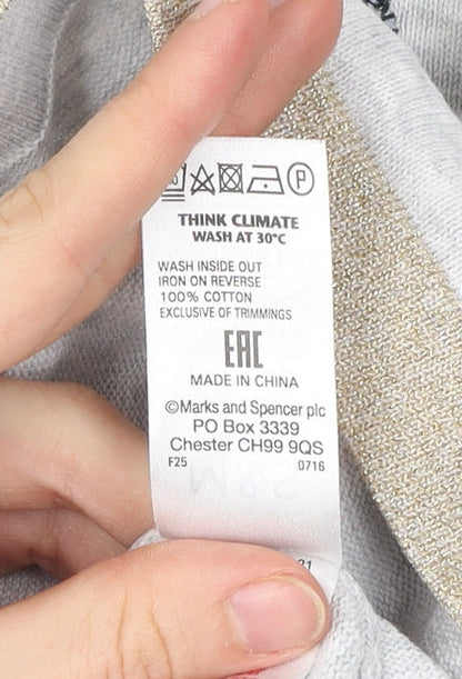Marks and Spencer Girls Grey Cat Sequin Knit Shift Dress 6-7 Years