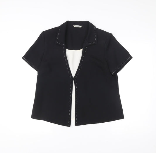 Berkertex Women Black Collared Blouse Size 16 Short Sleeve Workwear