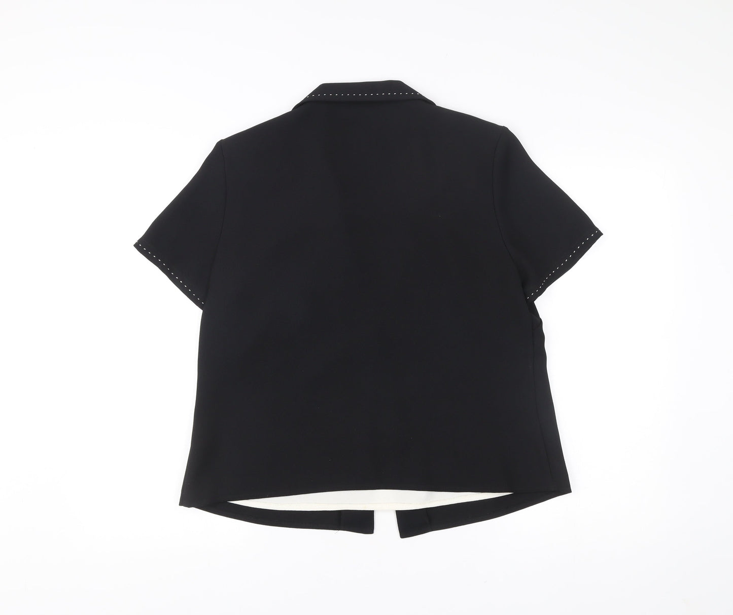 Berkertex Women Black Collared Blouse Size 16 Short Sleeve Workwear