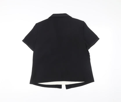 Berkertex Women Black Collared Blouse Size 16 Short Sleeve Workwear