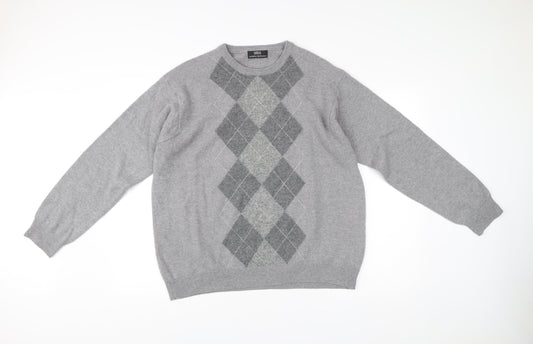 Marks and Spencer Men’s Grey Argyle Lambswool Jumper XL