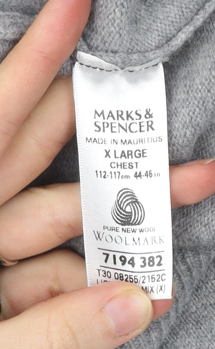 Marks and Spencer Men’s Grey Argyle Lambswool Jumper XL