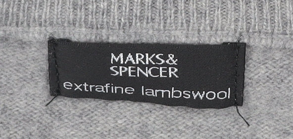 Marks and Spencer Men’s Grey Argyle Lambswool Jumper XL