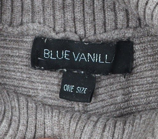 Blue Vanilla Women Beige Roll Neck Oversized Jumper Dress One Size