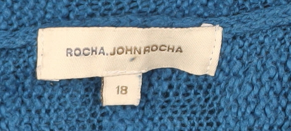 Rocha.John Rocha Women’s Blue Knit Cotton Cardigan Size 18