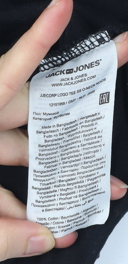 Jack & Jones Men’s Black S Graphic Logo Short Sleeve T-Shirt