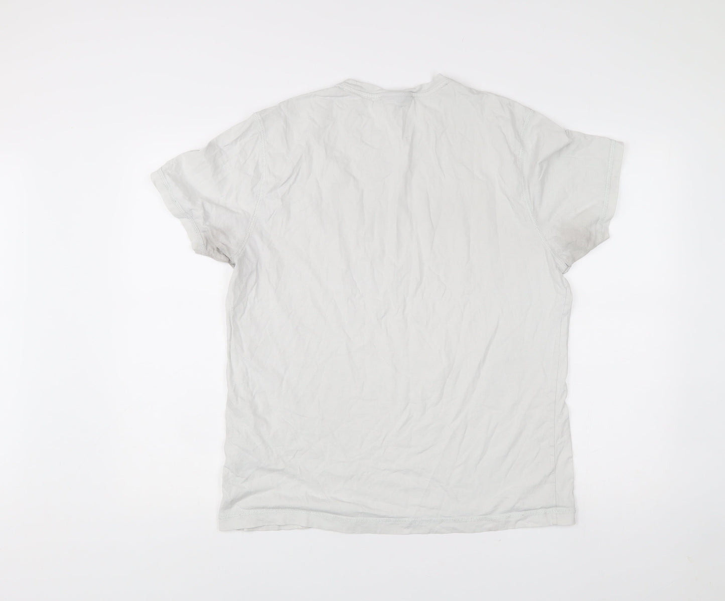 Napapijri Men’s White XL Graphic Print Crew Neck Cotton T-Shirt