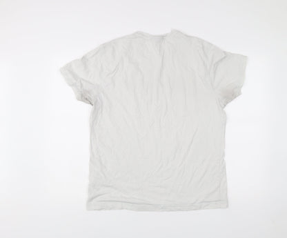 Napapijri Men’s White XL Graphic Print Crew Neck Cotton T-Shirt