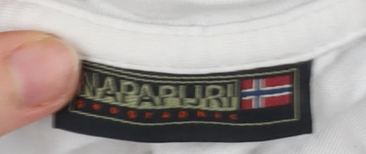 Napapijri Men’s White XL Graphic Print Crew Neck Cotton T-Shirt