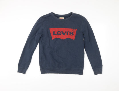Levi's Teens Blue Pullover Sweatshirt Logo Print Crew Neck Size 16