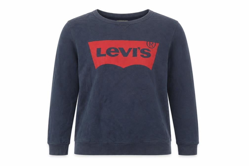 Front view of Levi's Teens Blue Pullover Sweatshirt Logo Print Crew Neck, size 16