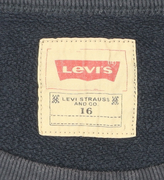 Levi's Teens Blue Pullover Sweatshirt Logo Print Crew Neck Size 16