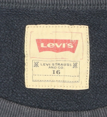 Levi's Teens Blue Pullover Sweatshirt Logo Print Crew Neck Size 16